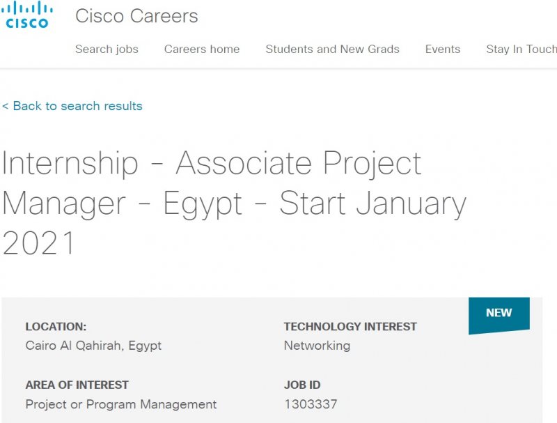 Internship - Associate Project Manager - Egypt - Start January 2021