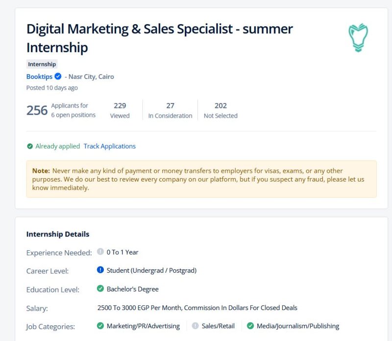 Digital Marketing & Sales Specialist - summer Internship at Booktips